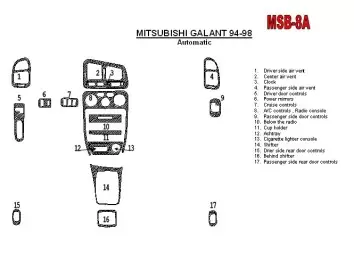 Mitsubishi Galant 1994-1998 Automatic Gear, 17 Parts set Cruscotto BD Rivestimenti interni