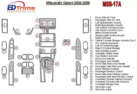 Mitsubishi Galant 2004-2008 Avec 6 CD Changer BD Kit la décoration du tableau de bord - 1 - habillage decor de tableau de bord