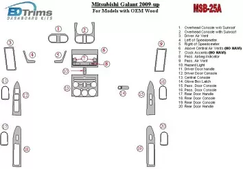 Mitsubishi Galant 2009-UP For Models With OEM Wood Kit Interior BD Dash Trim Kit