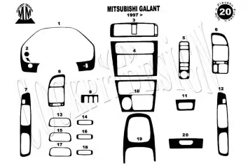 Mitsubishi Galant VIII 1997 Kit la décoration du tableau de bord 20-Pièce - 2 - habillage decor de tableau de bord