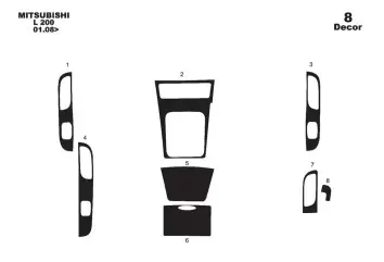 Mitsubishi L 200 01.09-01.14 3M 3D Interior Dashboard Trim Kit Dash Trim Dekor 8-Parts