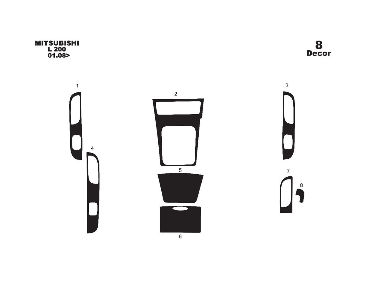 Mitsubishi L 200 01.09-01.14 3M 3D Interior Dashboard Trim Kit Dash Trim Dekor 8-Parts