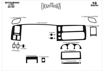 MitsubishiL 200 09.96 - 07.07 3D Inleg dashboard Interieurset aansluitend en pasgemaakt op he 16 -Teile