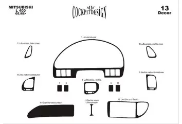 Mitsubishi L 400 05.98 12.06 3M 3D Interior Dashboard Trim Kit Dash Trim Dekor 13-Parts