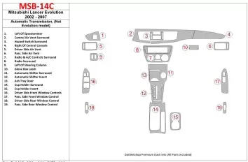 Mitsubishi Lancer 2002-2007 Automatic Gear, (не EVOLUTION model) BD Interieur Dashboard Bekleding Volhouder