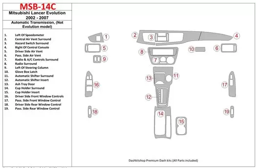 Mitsubishi Lancer 2002-2007 Automatic Gear, (?? EVOLUTION model) BD innenausstattung armaturendekor cockpit dekor - 1- Cockpit D