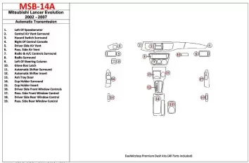 Mitsubishi Lancer Evolution 2002-2007 Automatic Gear Interior BD Dash Trim Kit