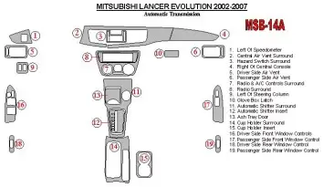 Mitsubishi Lancer Evolution 2002-2007 Boîte automatique BD Kit la décoration du tableau de bord - 2 - habillage decor de tableau