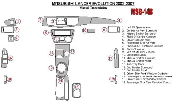 Mitsubishi Lancer Evolution 2002-2007 boîte manuelle Box BD Kit la décoration du tableau de bord - 2 - habillage decor de tablea