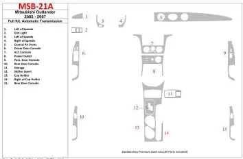 Mitsubishi Outlander 2005-2007 Full Set, Automatic Gear Interior BD Dash Trim Kit