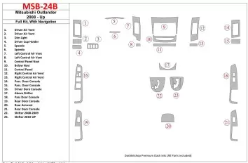 Mitsubishi Outlander 2008-UP Full Set, c NAVI BD Interieur Dashboard Bekleding Volhouder
