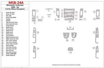 Mitsubishi Outlander 2008-UP Full Set, Without NAVI BD Interieur Dashboard Bekleding Volhouder