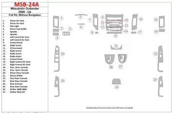 Mitsubishi Outlander 2008-UP Full Set, Without NAVI Interior BD Dash Trim Kit