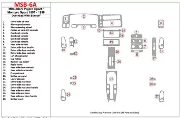 Mitsubishi Pajero Sport/Montero Sport 1998-2008 With Overhead, With Sunroof, 28 Parts set BD Interieur Dashboard Bekleding Volho