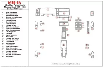 Mitsubishi Pajero Sport/Montero Sport 1998-2008 With Overhead, With Sunroof, 28 Parts set Interior BD Dash Trim Kit