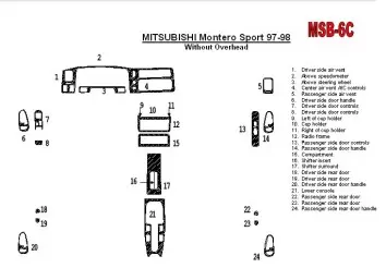 Mitsubishi Pajero Sport/Montero Sport 1998-2008 Without Overhead, 24 Parts set Interior BD Dash Trim Kit