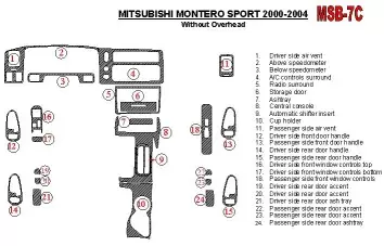 Mitsubishi Pajero Sport/Montero Sport 1998-2008 Without Overhead, 24 Parts set Decor de carlinga su interior