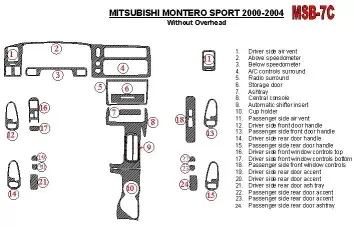 Mitsubishi Pajero Sport/Montero Sport 1998-2008 Without Overhead, 24 Parts set Interior BD Dash Trim Kit