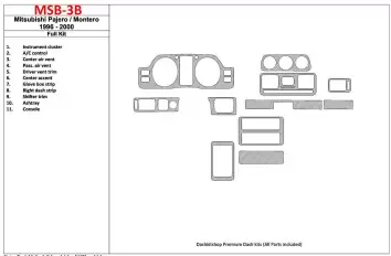 Mitsubishi Pajero/Montero 1991-1999 Full Set, 11 Parts set Interior BD Dash Trim Kit