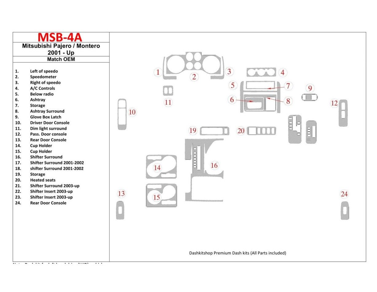 Mitsubishi Pajero/Montero 2000-2006 OEM Compliance BD innenausstattung armaturendekor cockpit dekor - 1- Cockpit Dekor Innenraum