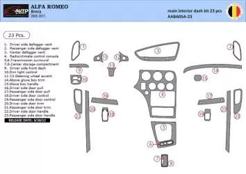 Alfa Romeo Brera 2005-2011 3D Inleg dashboard Interieurset aansluitend en pasgemaakt op he 22 -Teile