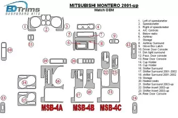 Mitsubishi Pajero/Montero 2000-2006 OEM Compliance Cruscotto BD Rivestimenti interni