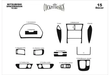 Mitsubishi Spacewagon 10.98-03.04 3D Decor de carlinga su interior del coche 15-Partes