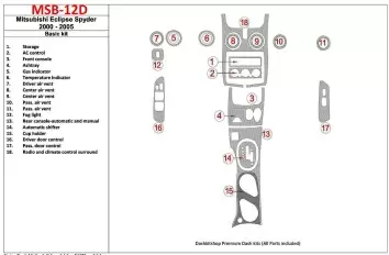 Mitsubishi Spyder 2000-2005 Basic Set, 18 Parts set BD Interieur Dashboard Bekleding Volhouder
