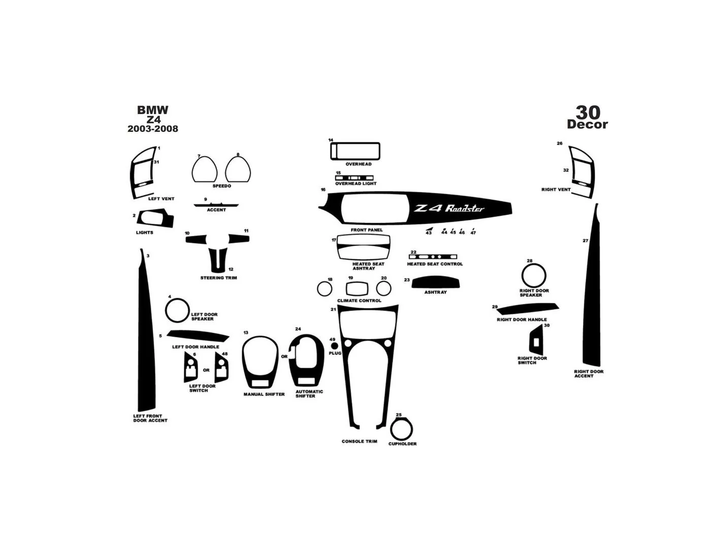 Bmw z4 deals interior trim parts