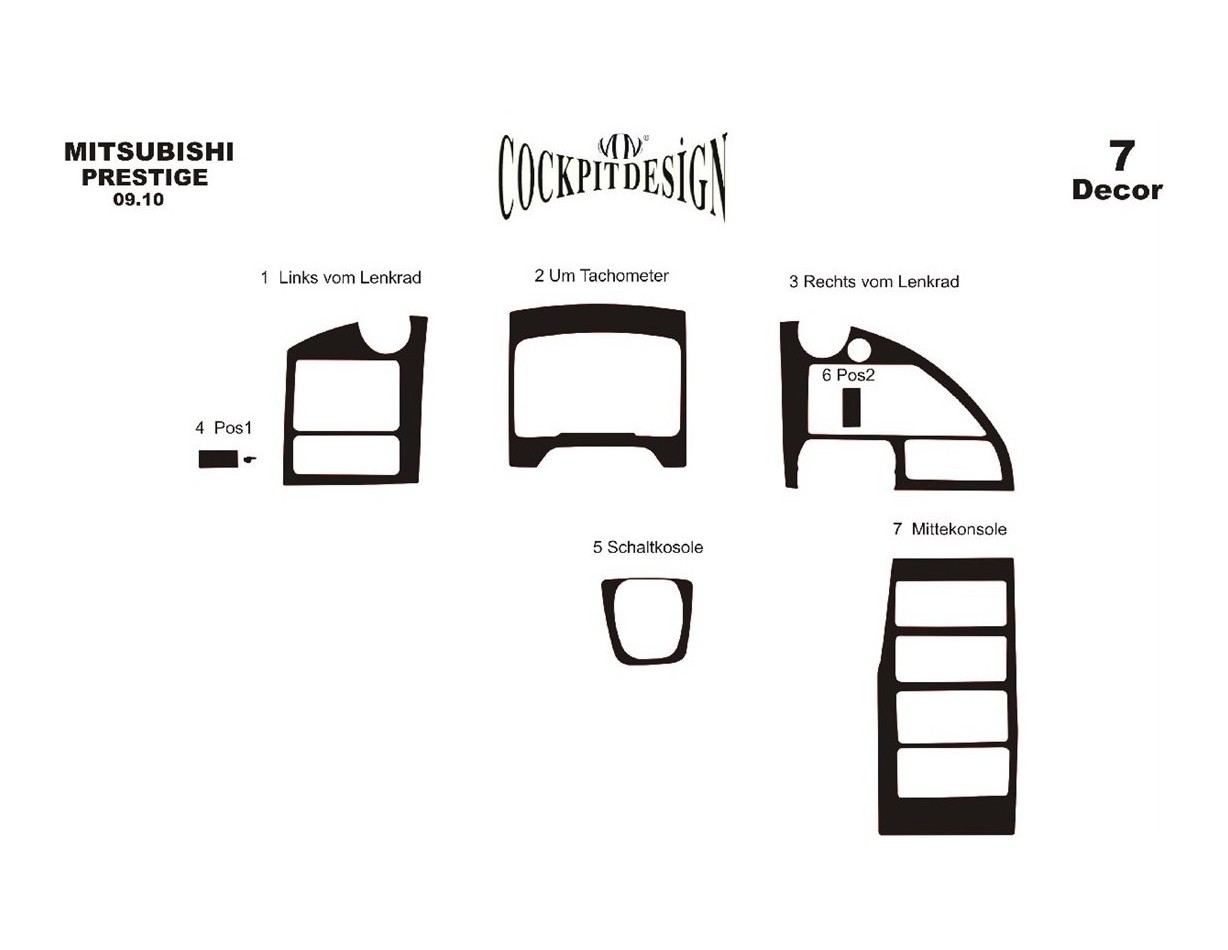 Mitsubishi Temsa Prestige 09.2010 3M 3D Interior Dashboard Trim Kit Dash Trim Dekor 7-Parts