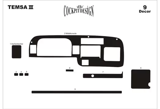 Mitsubishi Temsa Prestige Midibus 01.1999 3M 3D Interior Dashboard Trim Kit Dash Trim Dekor 9-Parts