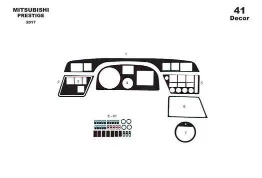 Mitsubishi Temsa Prestige Midibus 2017 Mittelkonsole Armaturendekor Cockpit Dekor41-Teilige - 1- Cockpit Dekor Innenraum