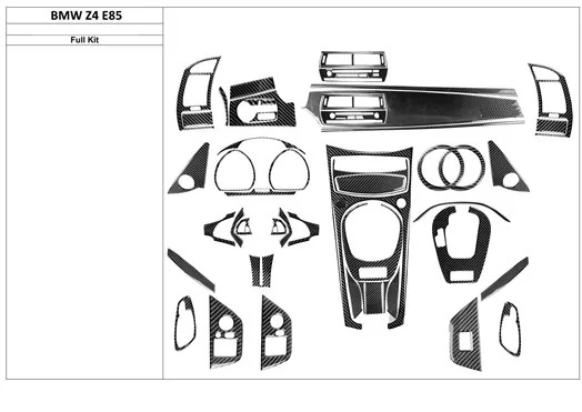 BMW Z4 E85 2003-2008 3D Interior Dashboard Trim Kit Dash Trim Dekor 54-Parts