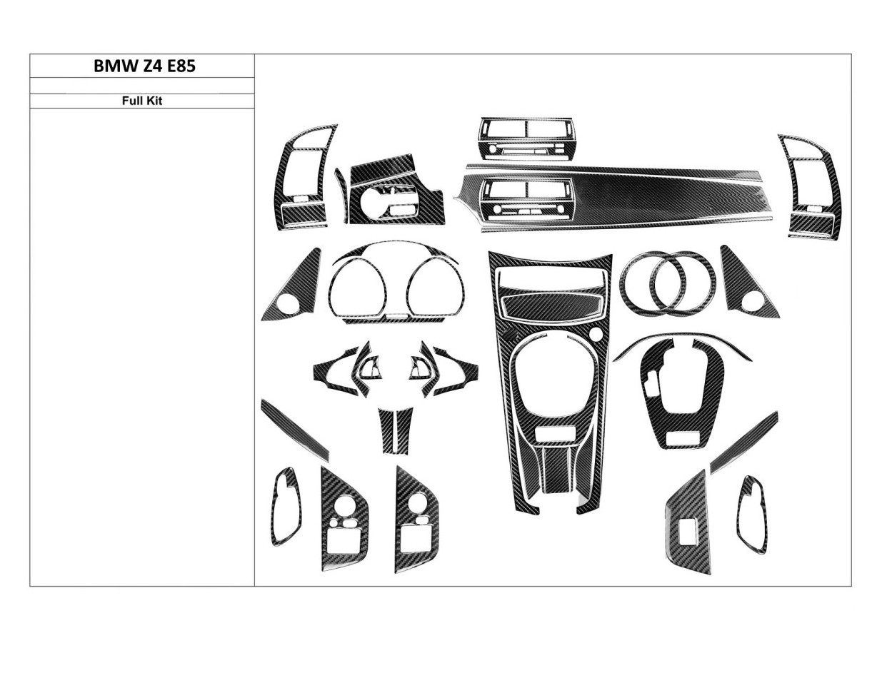 BMW Z4 E85 2003-2008 3D Decor de carlinga su interior del coche 54-Partes