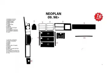 Neoplan StarLiner TH 516 01.1998 3D Inleg dashboard Interieurset aansluitend en pasgemaakt op he 16 -Teile