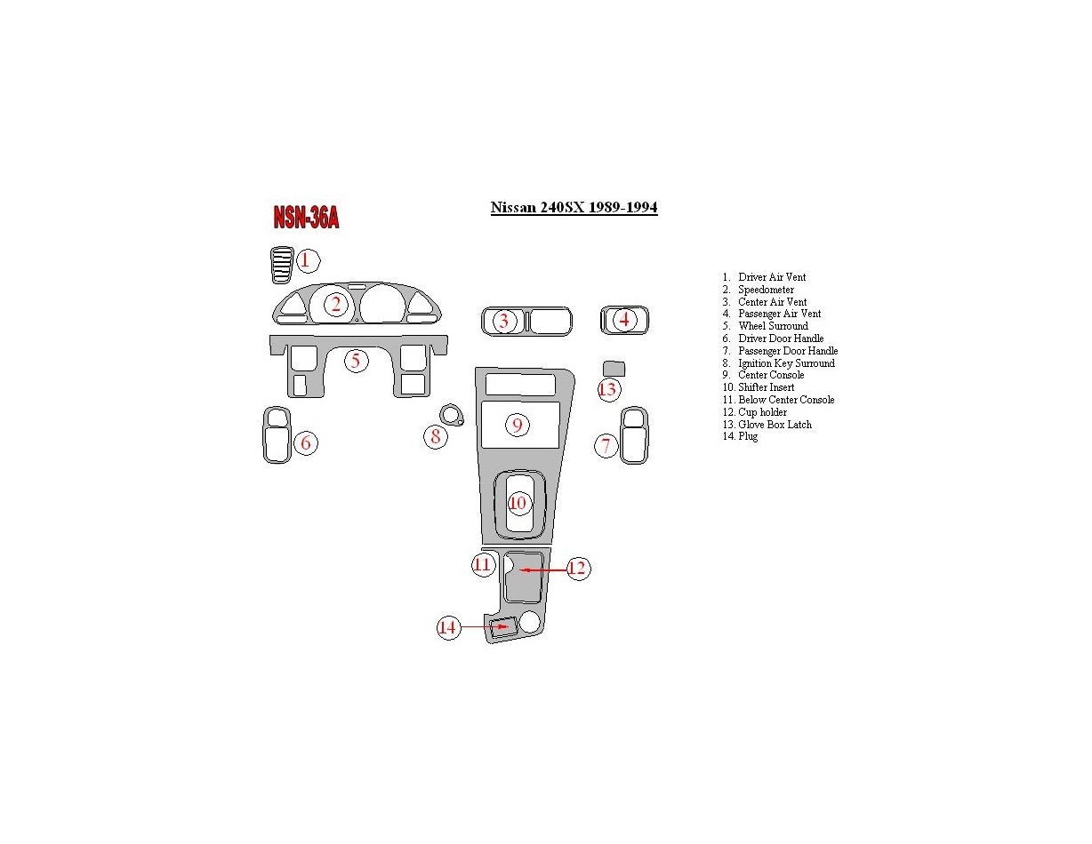 Nissan 240SX 1989-1994 Full Set Interior BD Dash Trim Kit