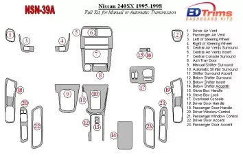 Nissan 240SX 1995-1998 boîte manuellebox or Boîte automatique BD Kit la décoration du tableau de bord - 1 - habillage decor de t