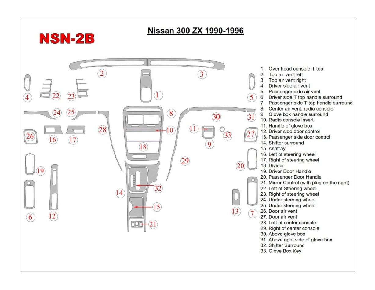 Nissan 300ZX 1990-1996 Full Set BD Interieur Dashboard Bekleding Volhouder