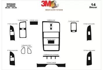 Nissan Almera 09.95-12.99 3M 3D Interior Dashboard Trim Kit Dash Trim Dekor 14-Parts
