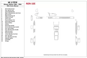 Nissan Altima 1993-1993 Automatic Gearbox, With watches, Without OEM, 23 Parts set Interior BD Dash Trim Kit