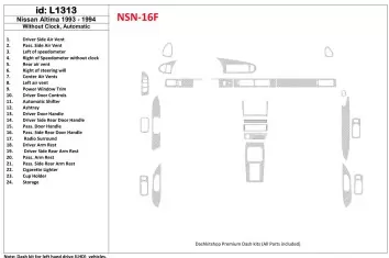 Nissan Altima 1993-1993 Automatic Gearbox, Without watches, Without OEM, 23 Parts set Interior BD Dash Trim Kit