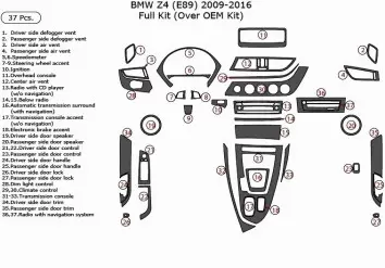 BMW Z4 E89 2009–2016 3M 3D Interior Dashboard Trim Kit Dash Trim Dekor 37-Parts