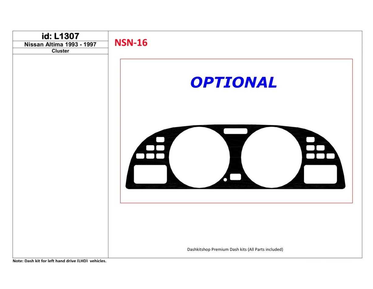 Nissan Altima 1993-1997 Cluster, 1 Parts set BD Kit la décoration du tableau de bord - 1 - habillage decor de tableau de bord