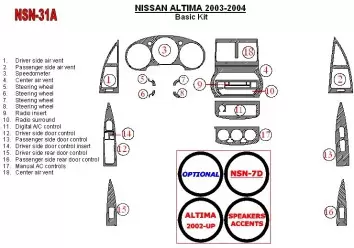 Nissan Altima 2003-2004 Basic Set Decor de carlinga su interior