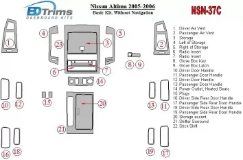 Nissan Altima 2005-2006 Basic Set BD Interieur Dashboard Bekleding Volhouder
