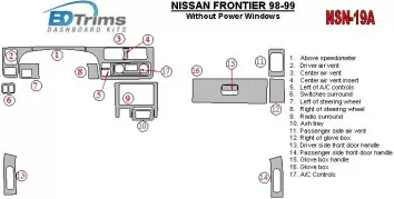 Nissan Frontier 1998-1999 Without Power Windows Decor de carlinga su interior
