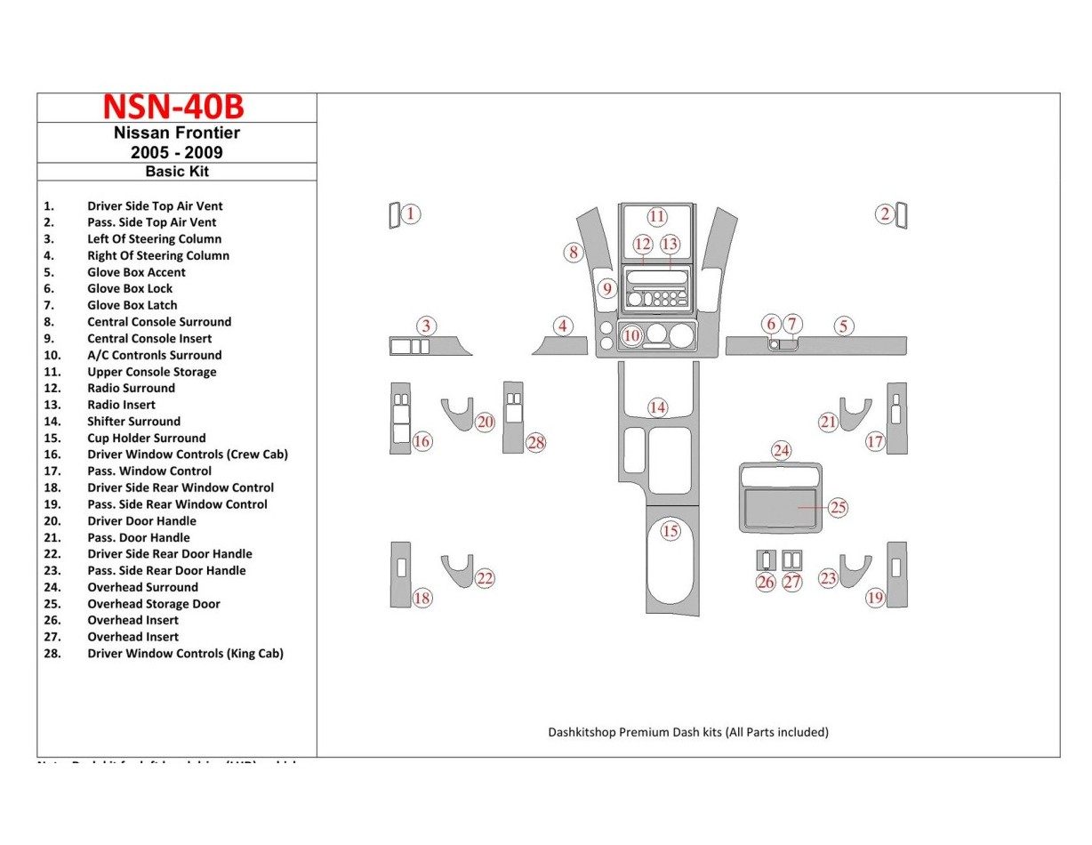 Nissan Frontier 2005-UP Grundset BD innenausstattung armaturendekor cockpit dekor - 1- Cockpit Dekor Innenraum