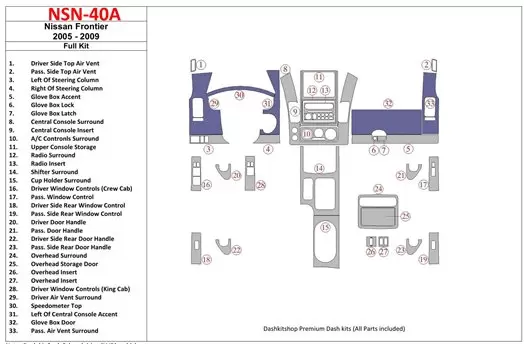 Nissan Frontier 2005-UP Full Set Interior BD Dash Trim Kit