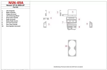 Nissan GT-R 2009-UP Voll Satz BD innenausstattung armaturendekor cockpit dekor - 2- Cockpit Dekor Innenraum