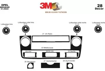 Nissan Interstar 01.2003 3M 3D Interior Dashboard Trim Kit Dash Trim Dekor 28-Parts